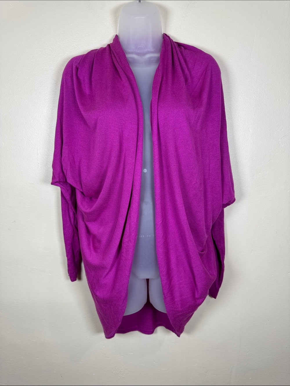 Lauren Ralph Lauren Womens Open-Front Draped Cardigan Magenta L/XL Silk Blend